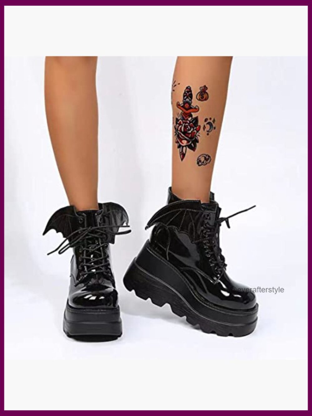 Women Chunky Heel Platform Gothic Ankle Boots with Side Zipper - Picture 3 of 6